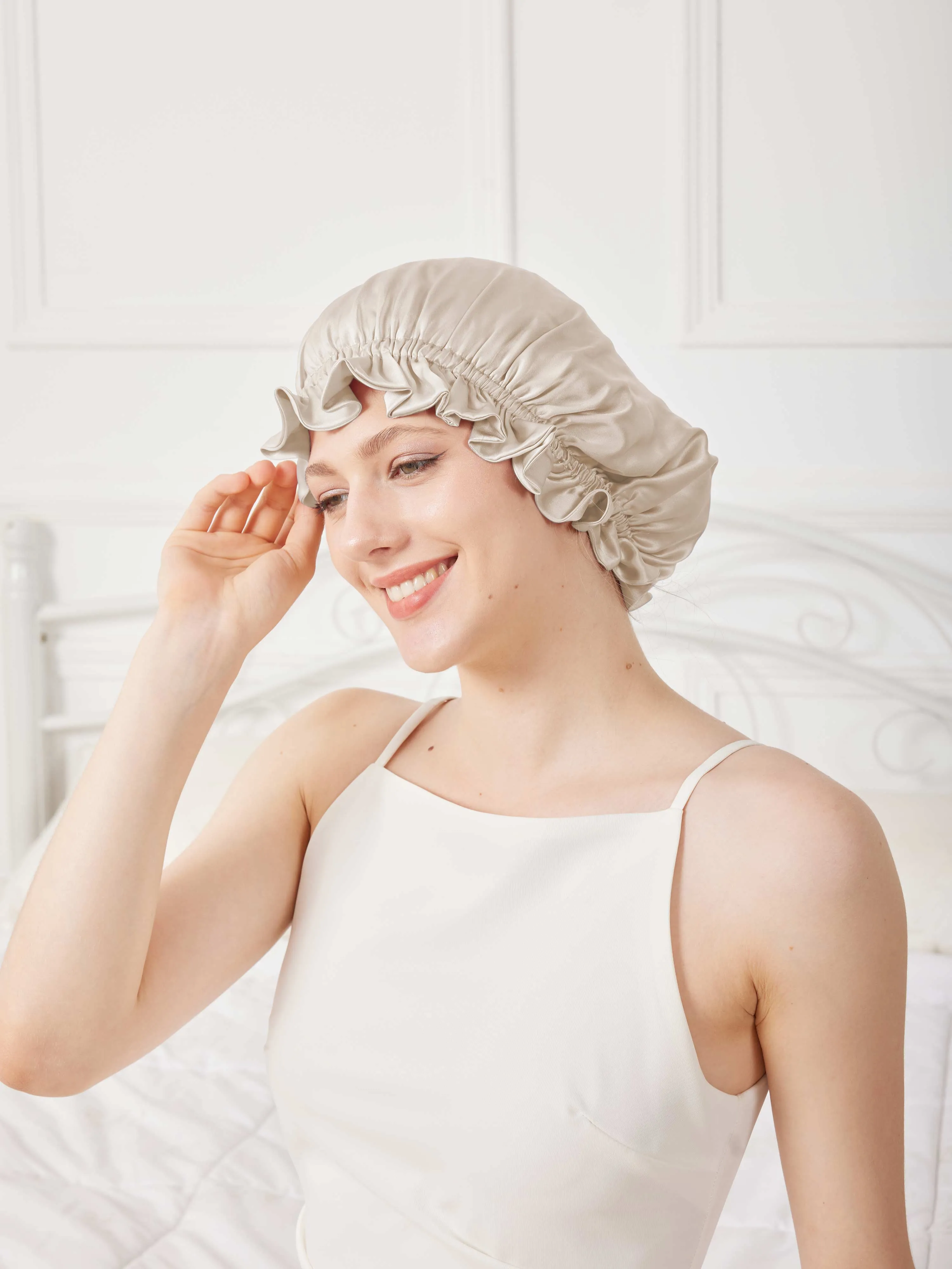 Ruffled Reversible Silk Bonnet - 'SilkRuffle'