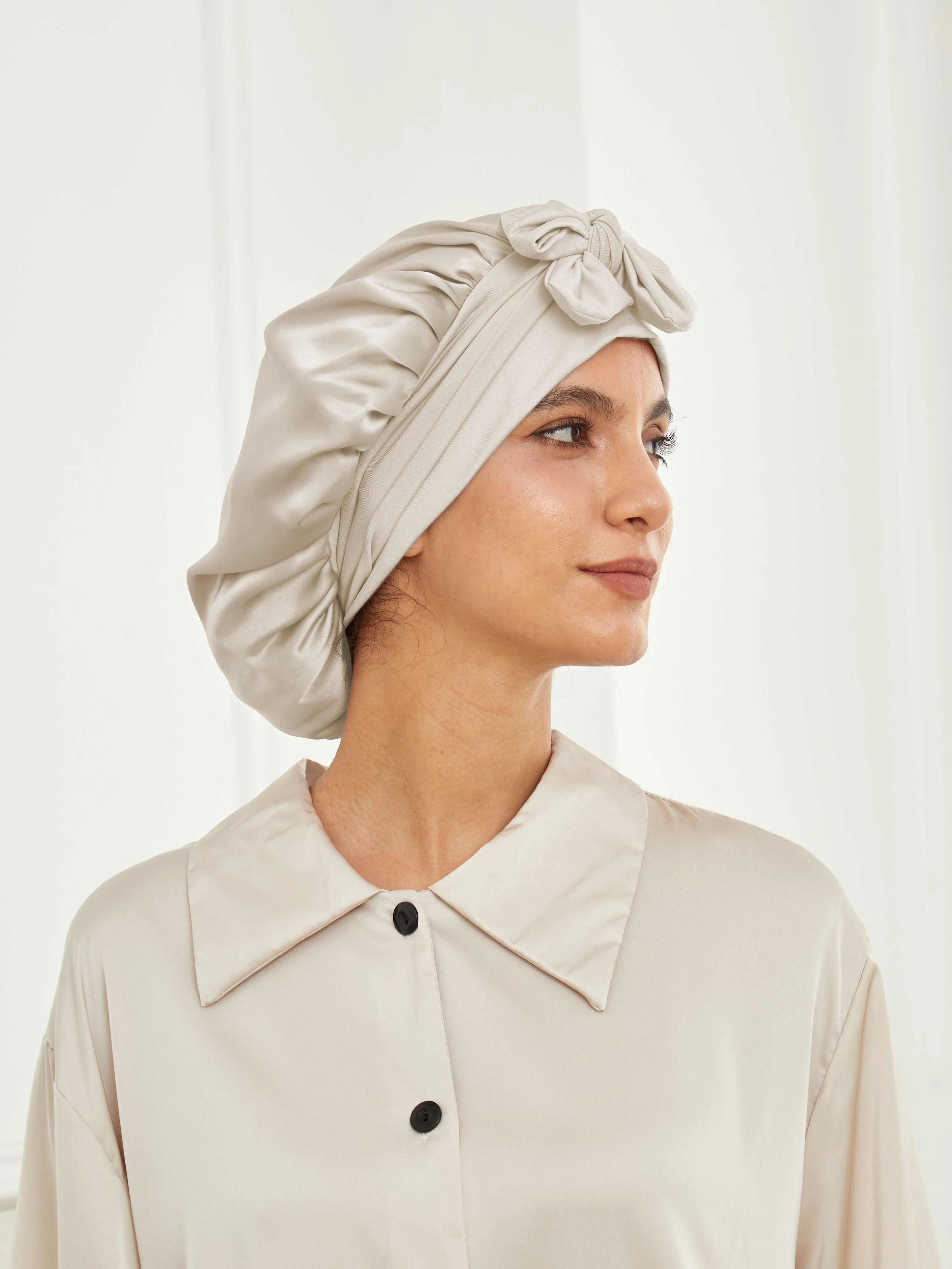 Long-Tie Silk Bonnet - 'BowTie'