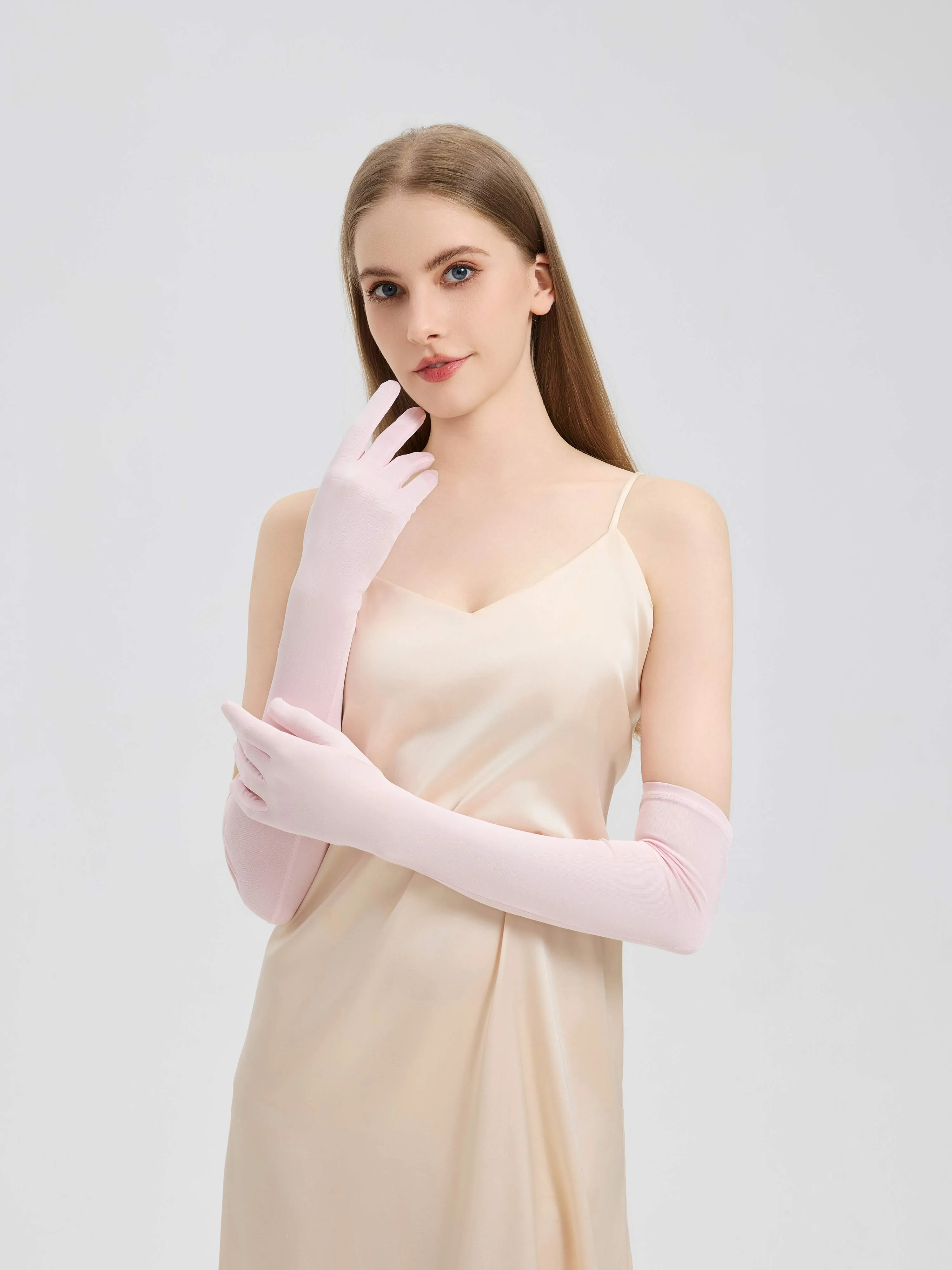 Elbow-Length Silk Gloves for Women