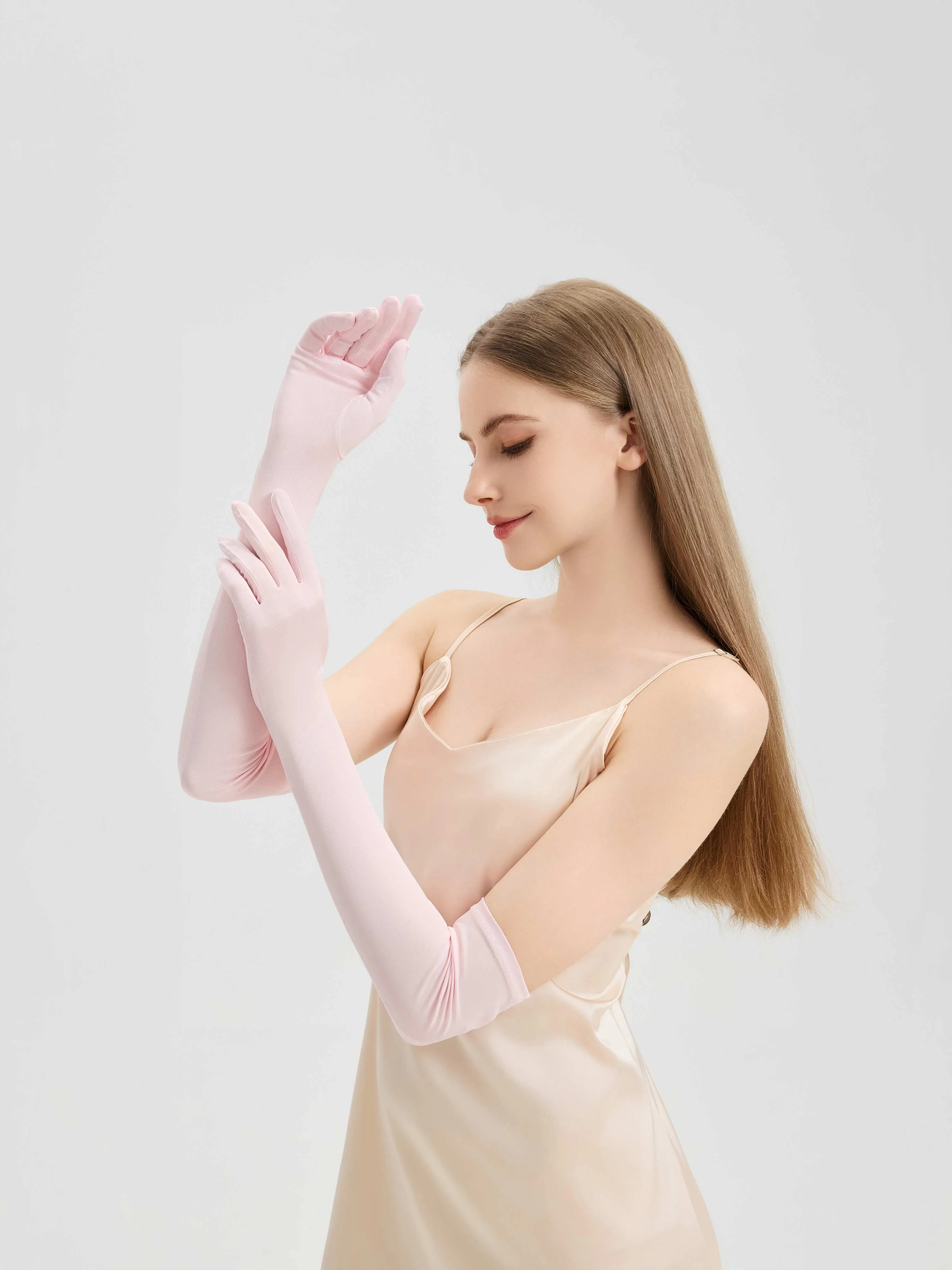 Elbow-Length Silk Gloves for Women