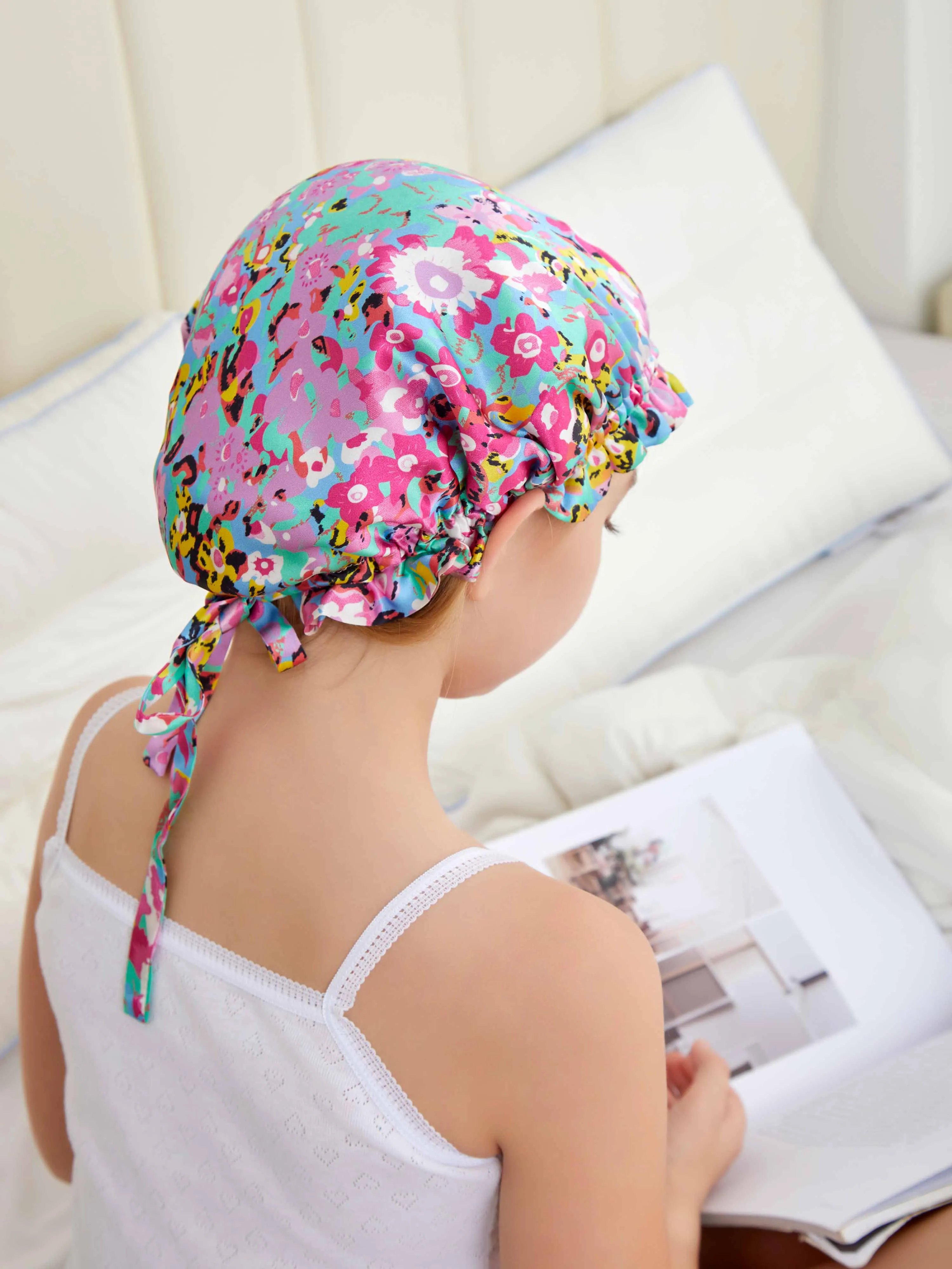 Reversible Floral-Print Silk Sleep Cap - 'KidDuo'