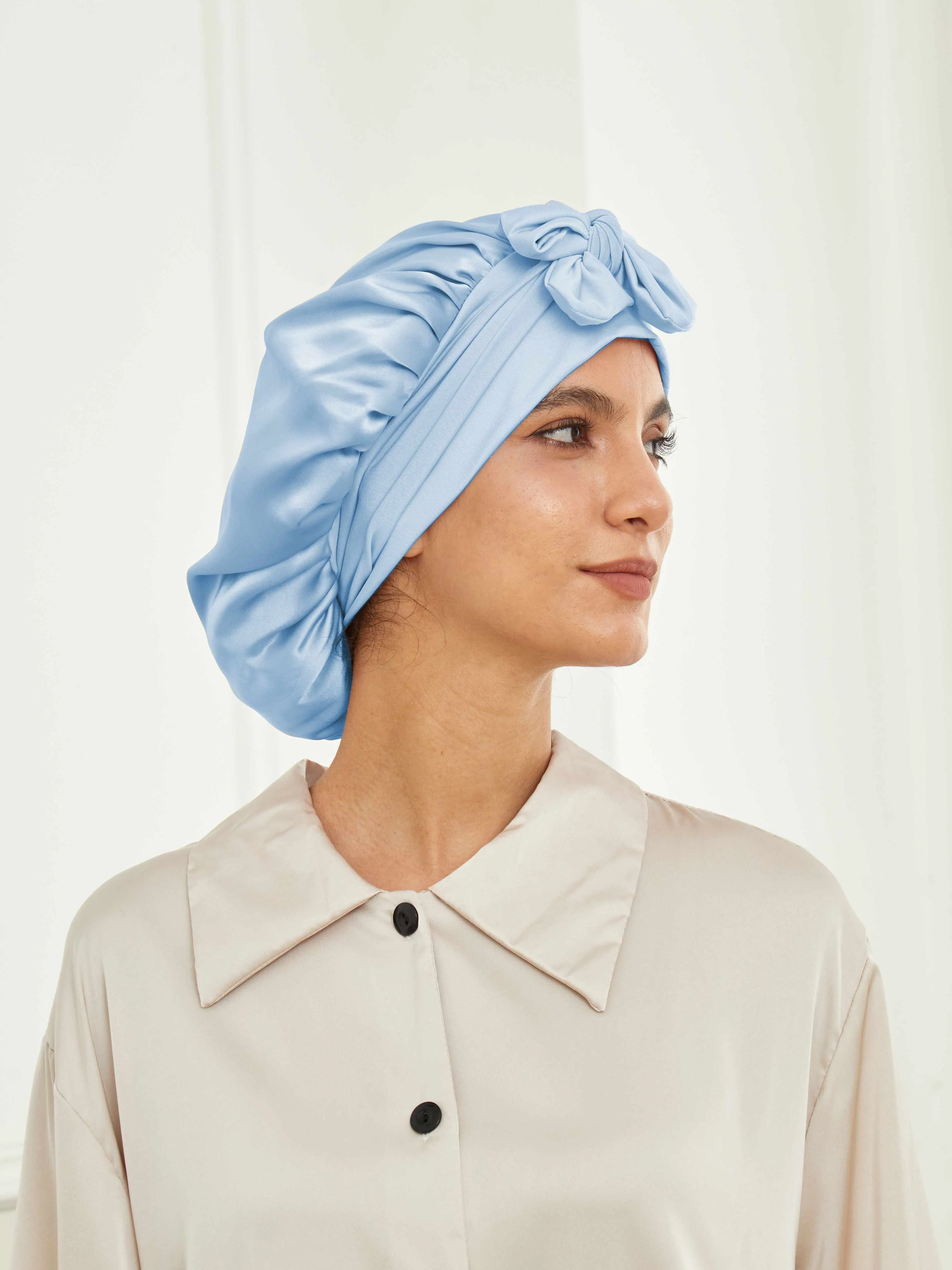 Long-Tie Silk Bonnet - 'BowTie'