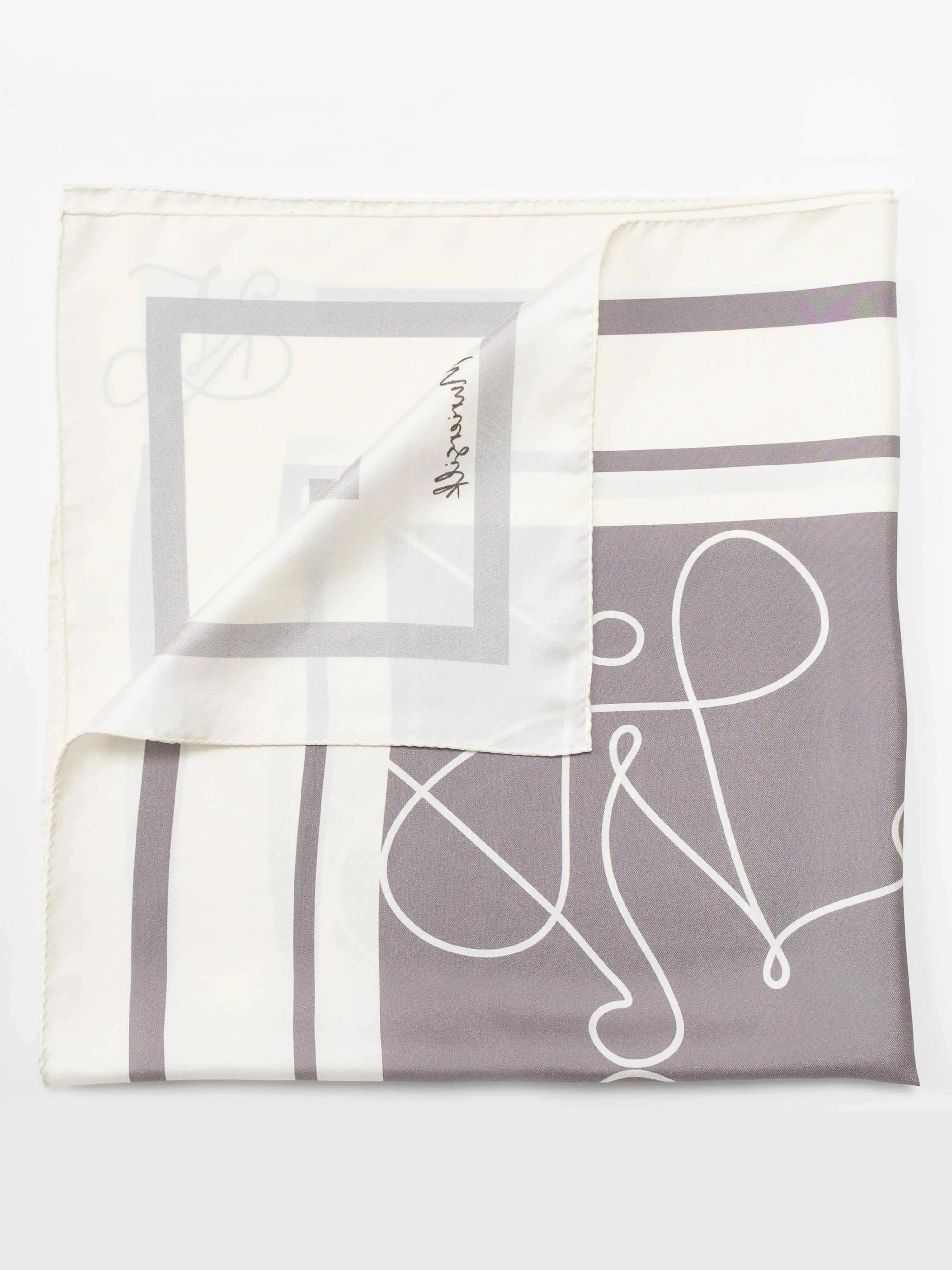 ''M Series''Silk Twill Scarf-Black/Cream