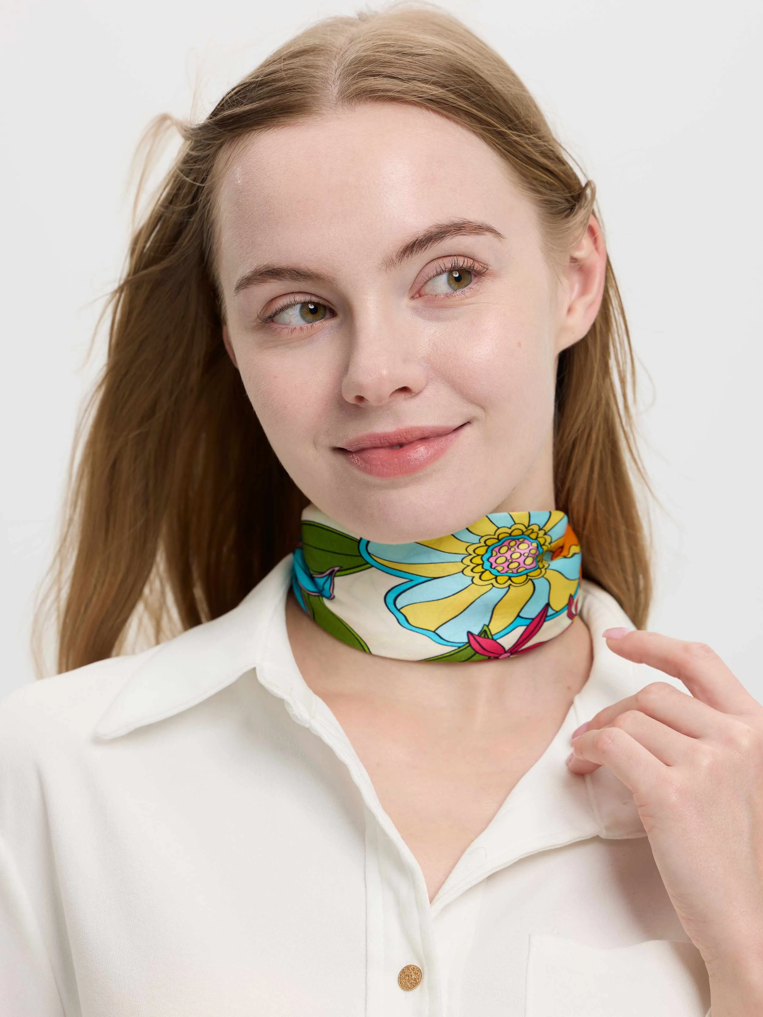 ''Enchanted Garden'' Silk Scarf - Multi/Yellow