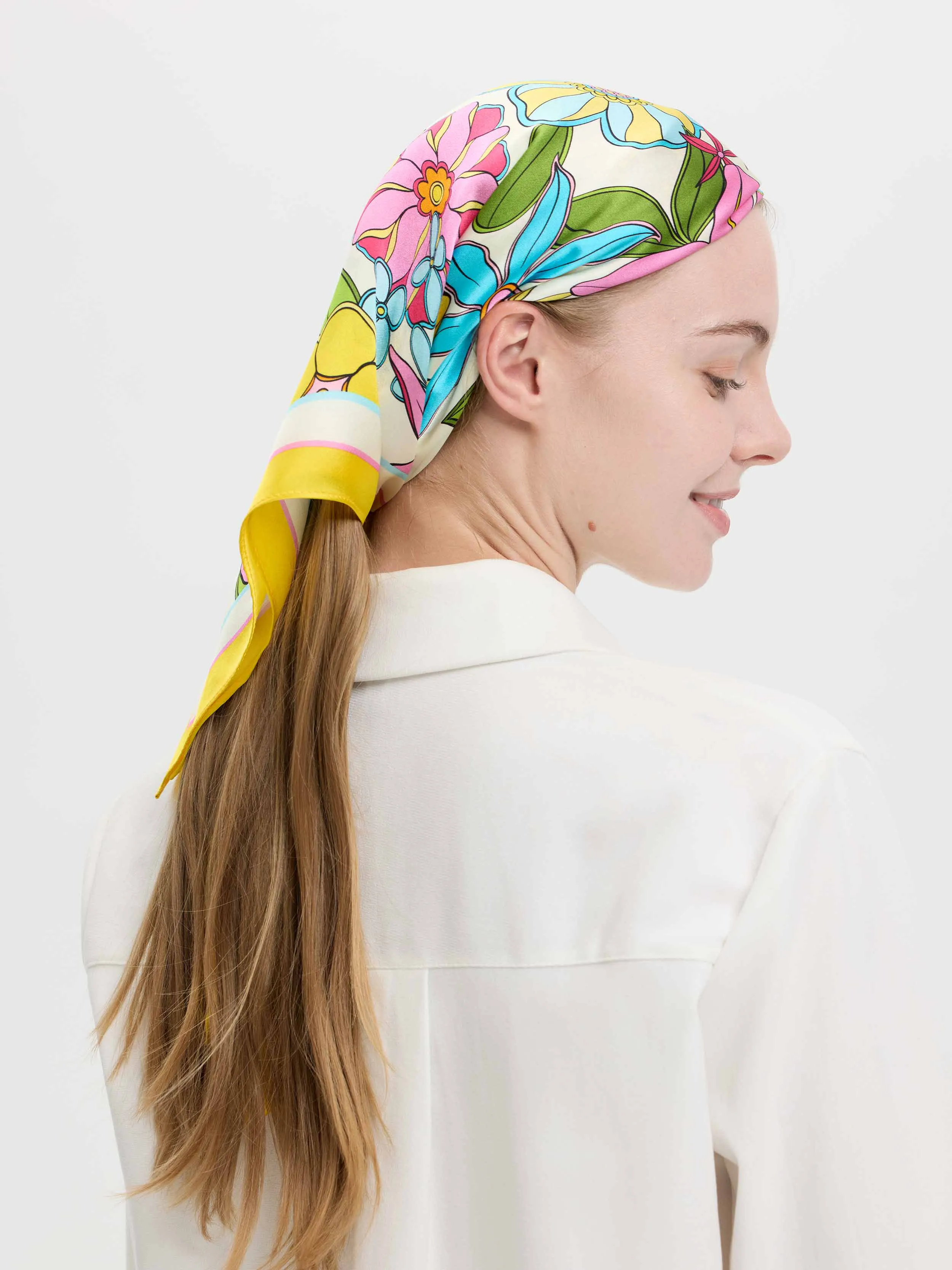 ''Enchanted Garden'' Silk Scarf - Multi/Yellow