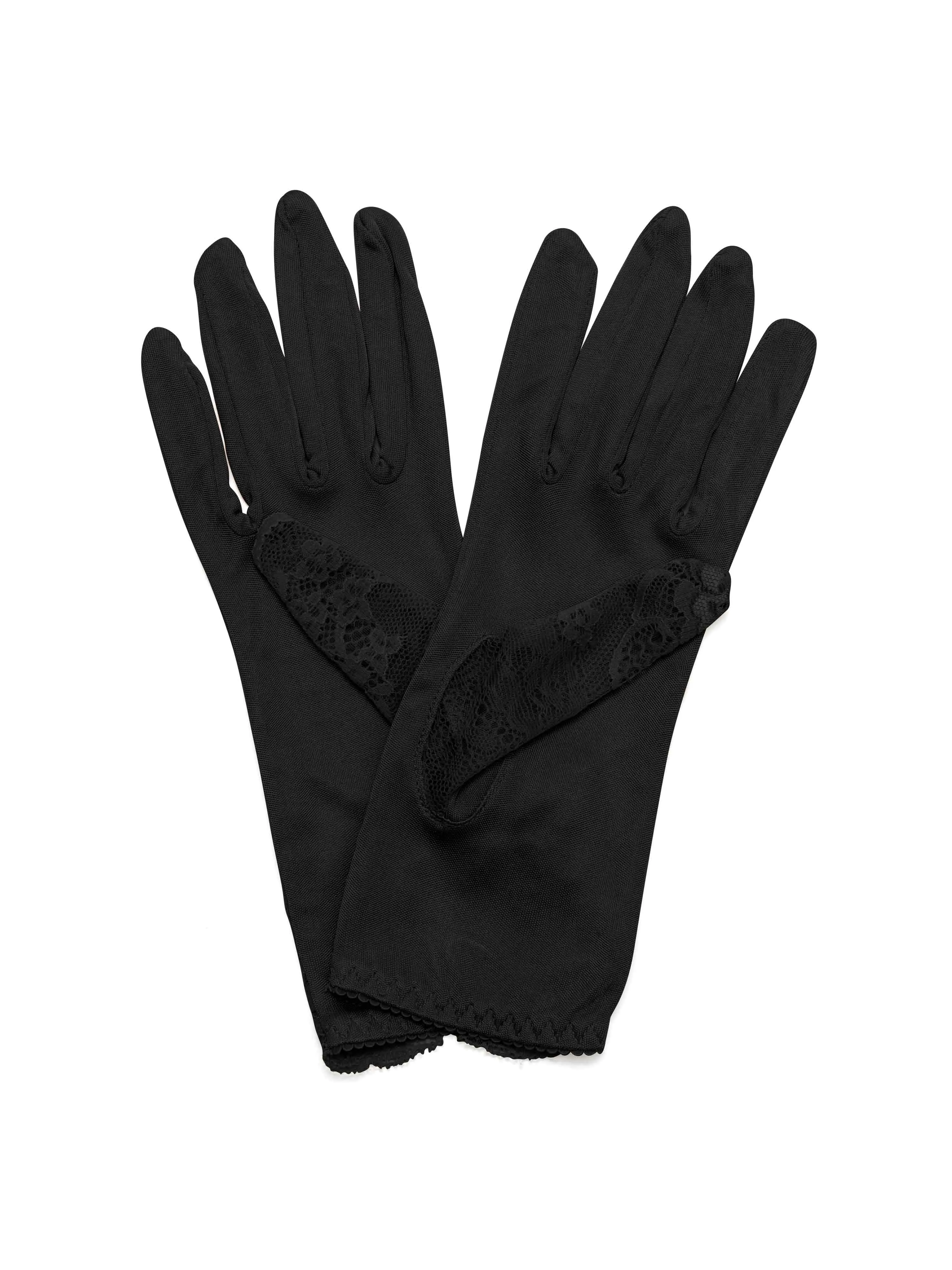 Silk Sleeping Gloves with Lace Cuff for Dry Hand Treatment