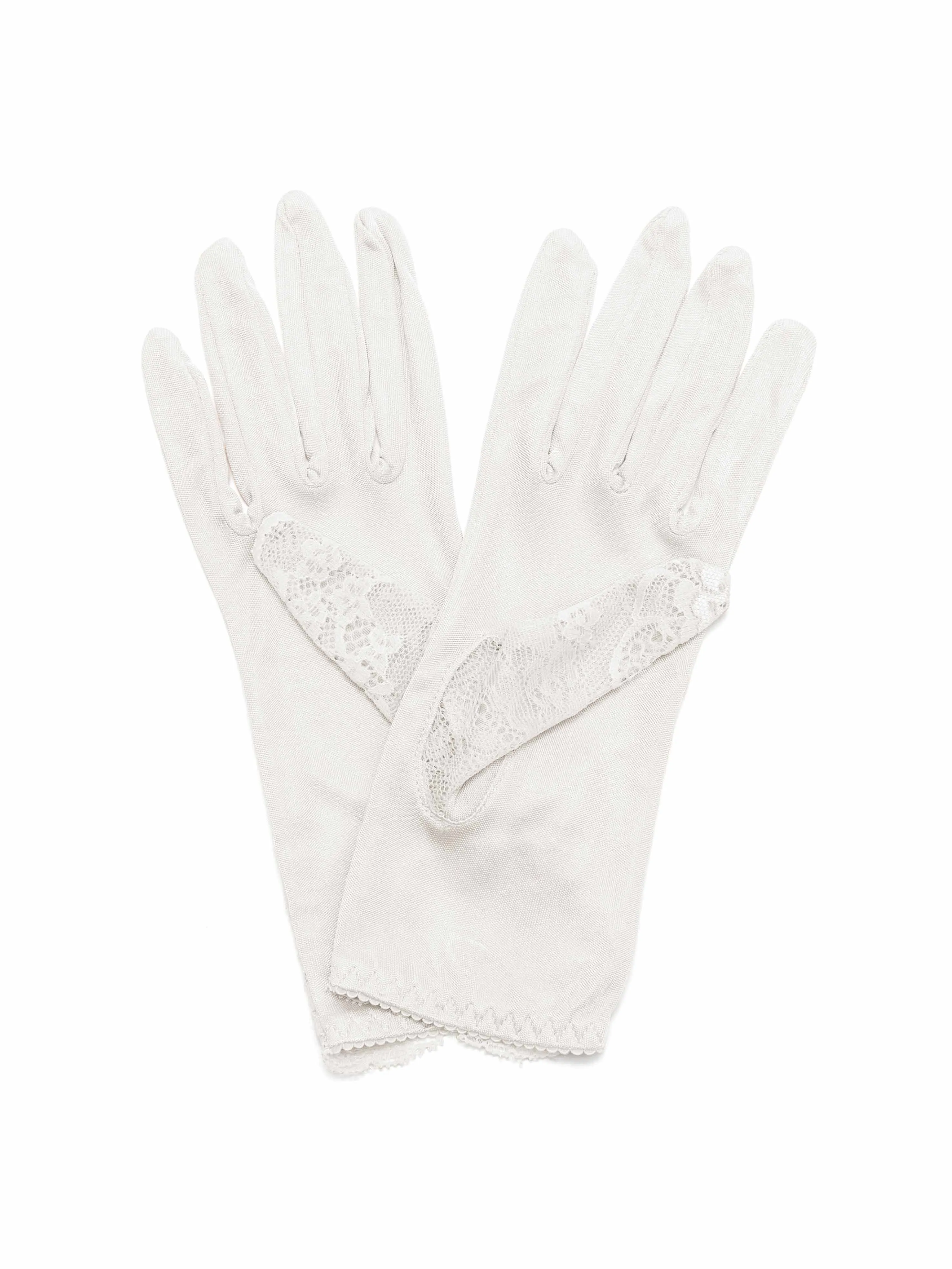 Silk Sleeping Gloves with Lace Cuff for Dry Hand Treatment