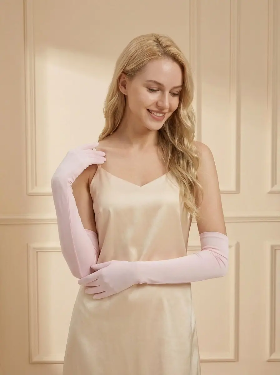 Elbow-Length Silk Gloves for Women