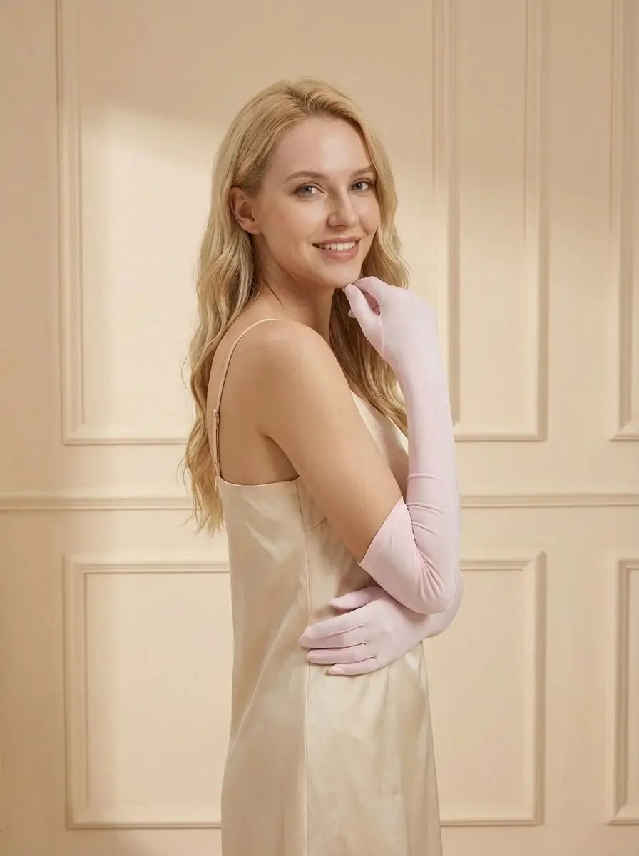Elbow-Length Silk Gloves for Women