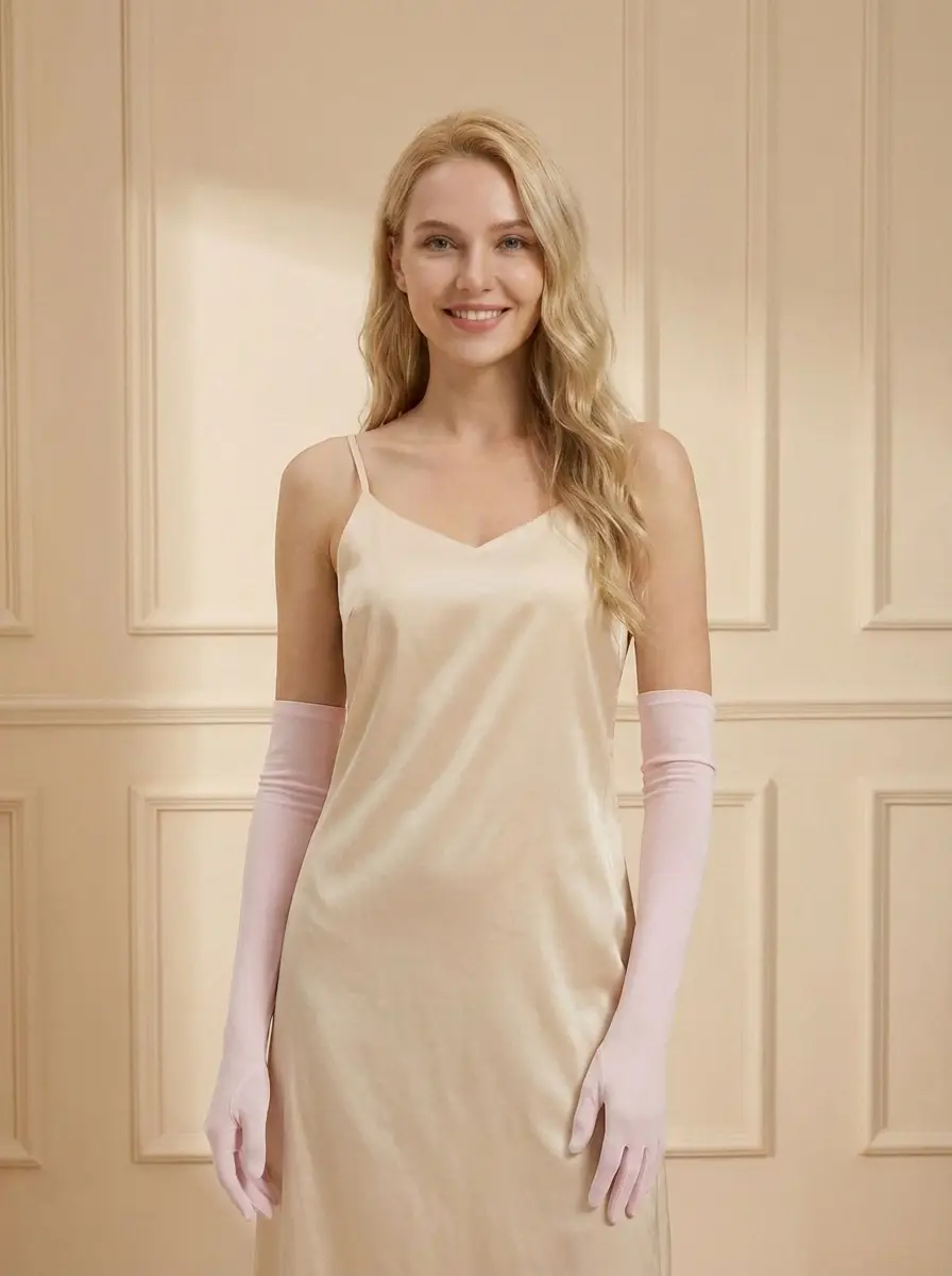 Elbow-Length Silk Gloves for Women