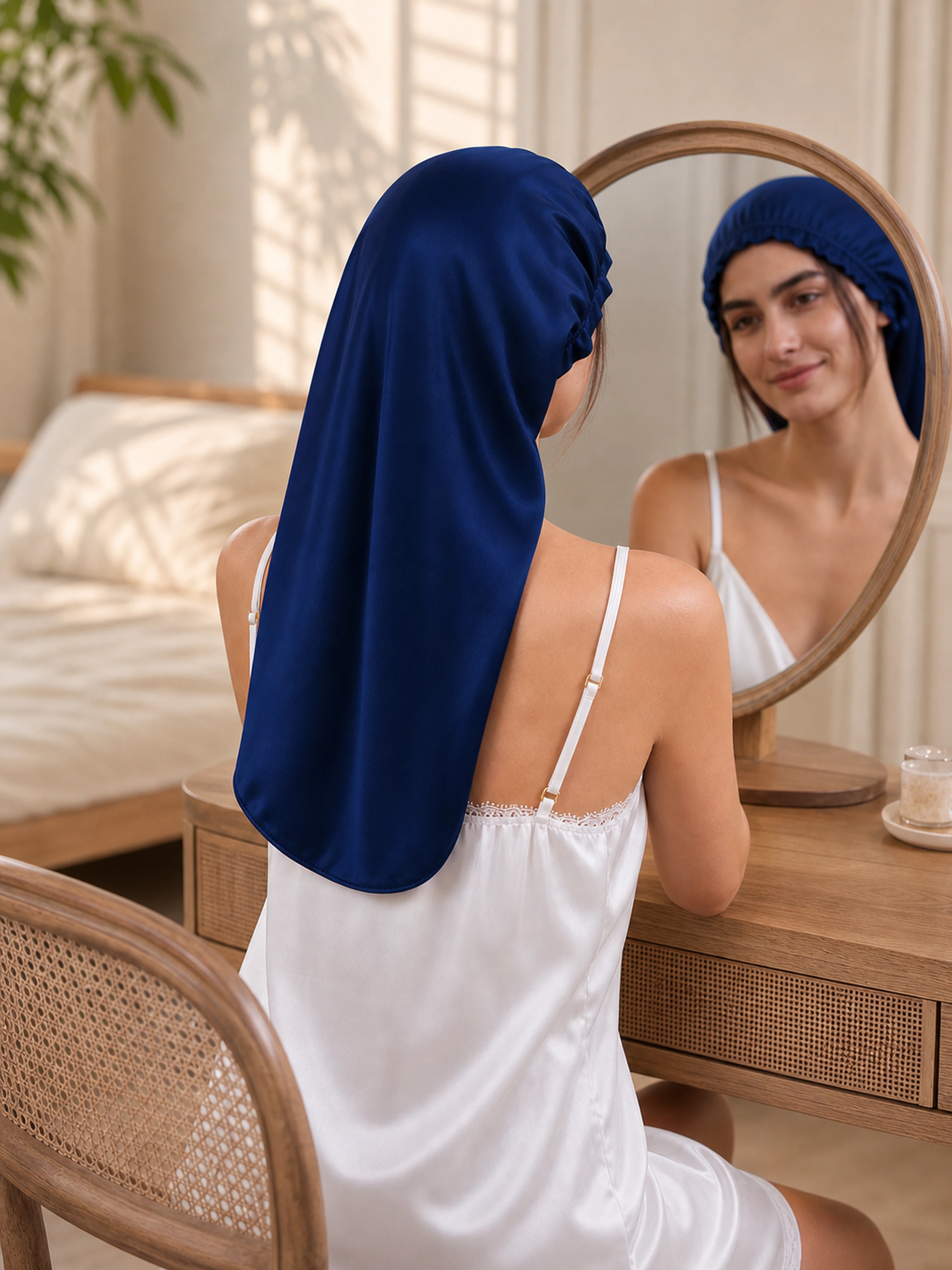 Muriersilk Long Ruffled Silk Turban - RuffleLong — fabric detail — premium mulberry silk