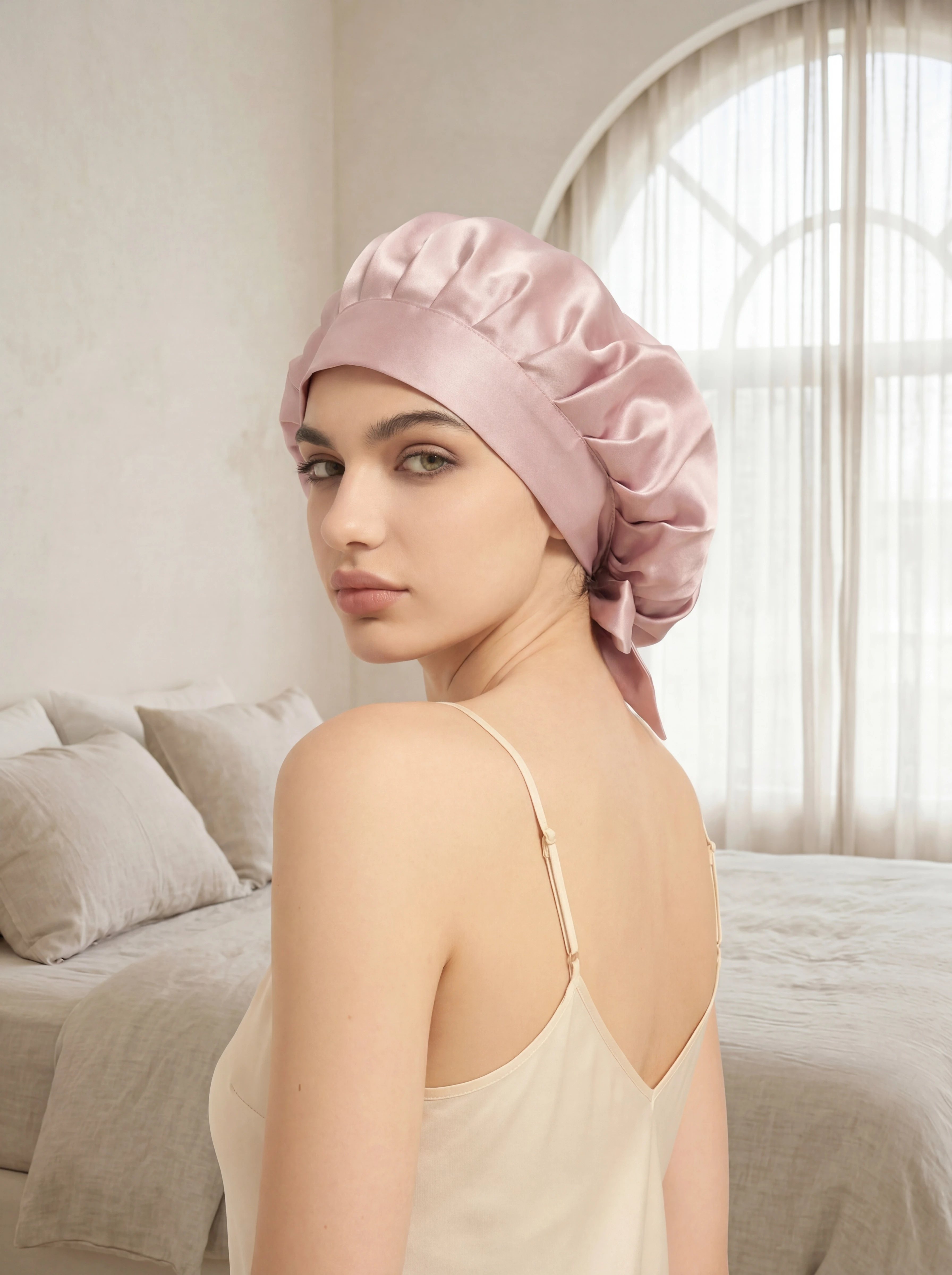 Back-Tie Silk Bonnet - 'SilkTie'