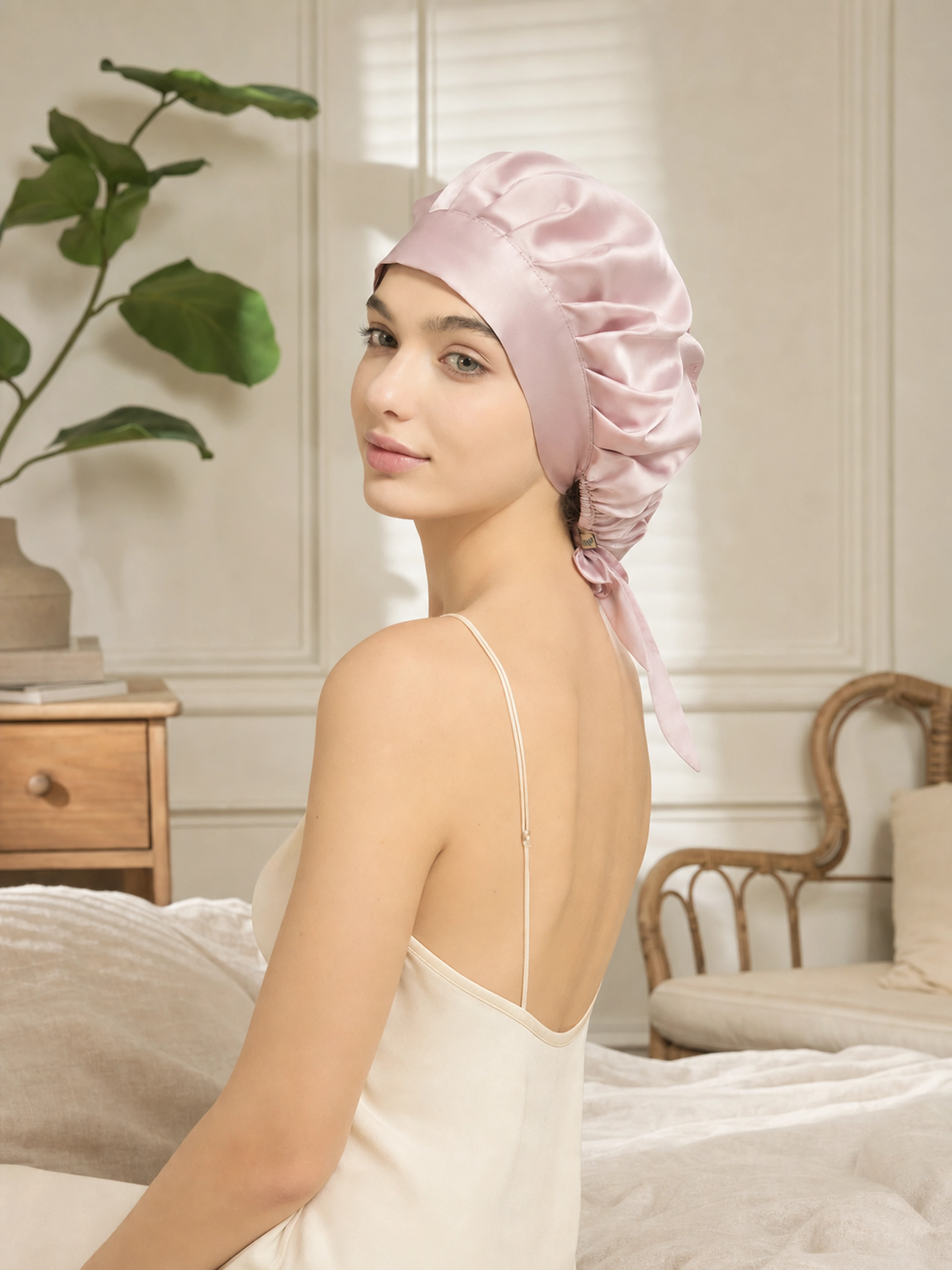 Muriersilk Back-Tie Silk Bonnet - SilkTie — gift-ready packaging — premium mulberry silk