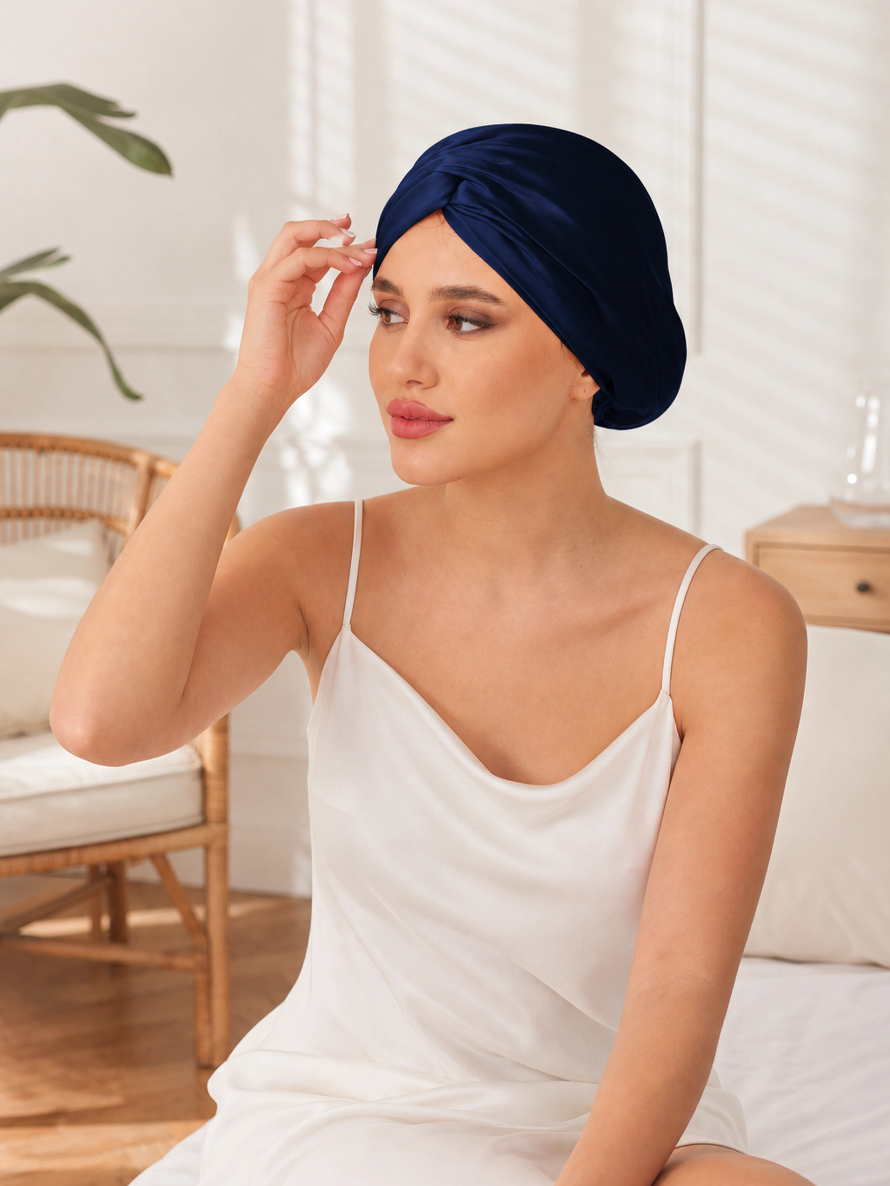 Muriersilk Reversible Silk Turban - DuoTwist — stitching detail — premium mulberry silk