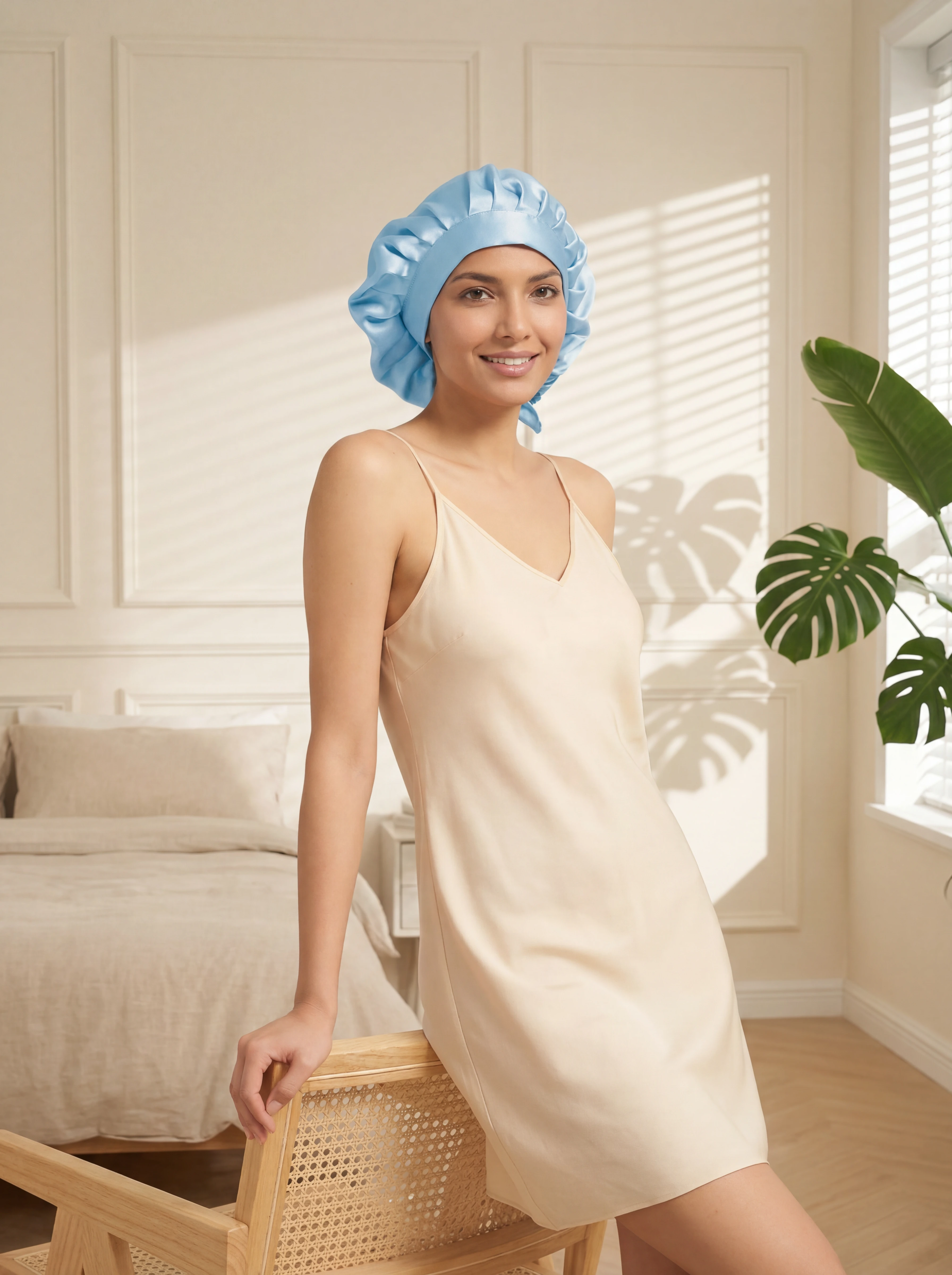 Back-Tie Silk Bonnet - 'SilkTie'