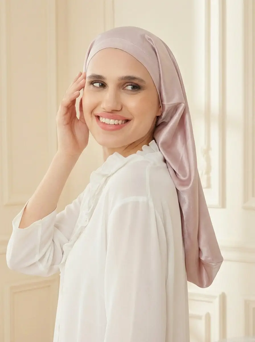 Long Half-Elastic Back Silk Bonnet - 'ForeFree'