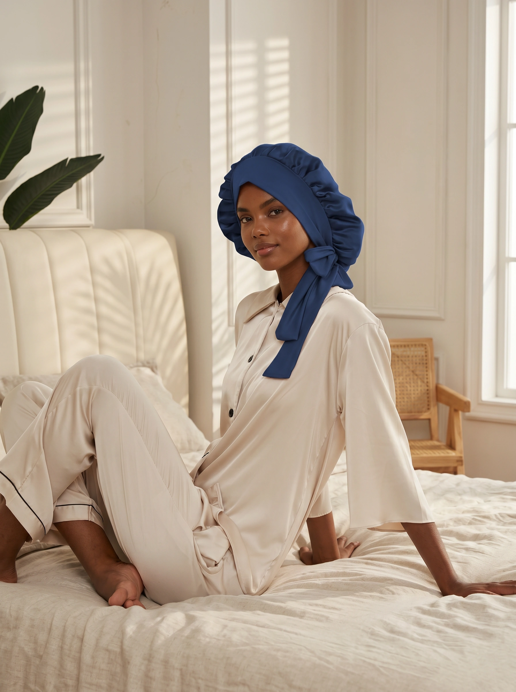 Long-Tie Silk Bonnet - 'BowTie'