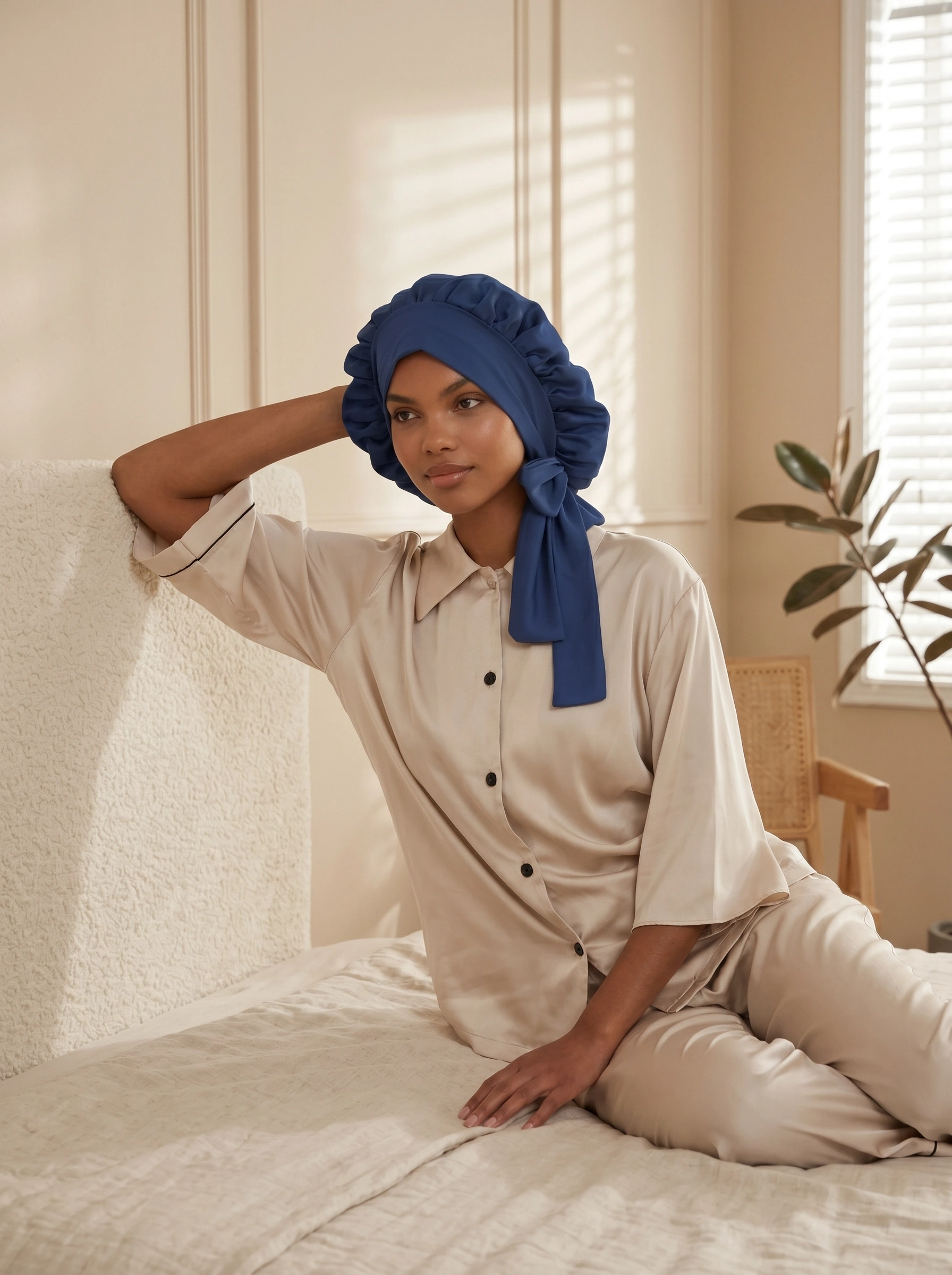 Long-Tie Silk Bonnet - 'BowTie'