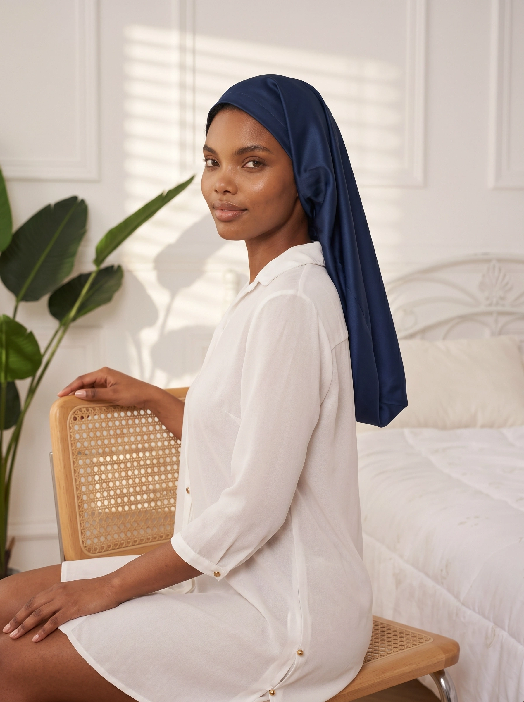 Long Half-Elastic Back Silk Bonnet - 'ForeFree'