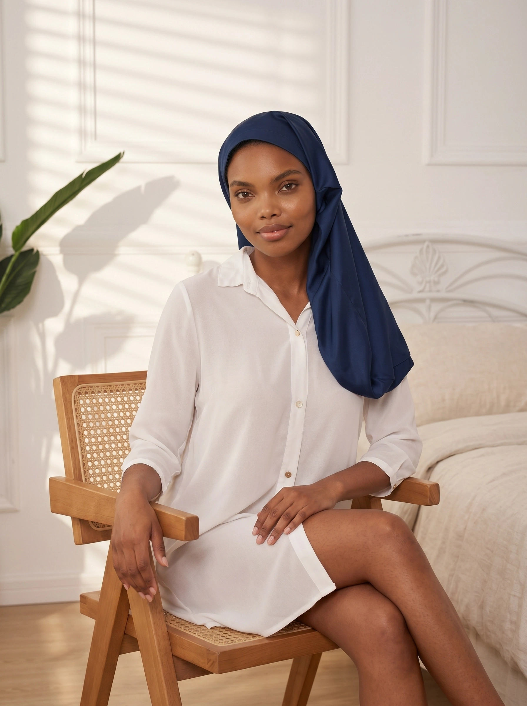 Long Half-Elastic Back Silk Bonnet - 'ForeFree'