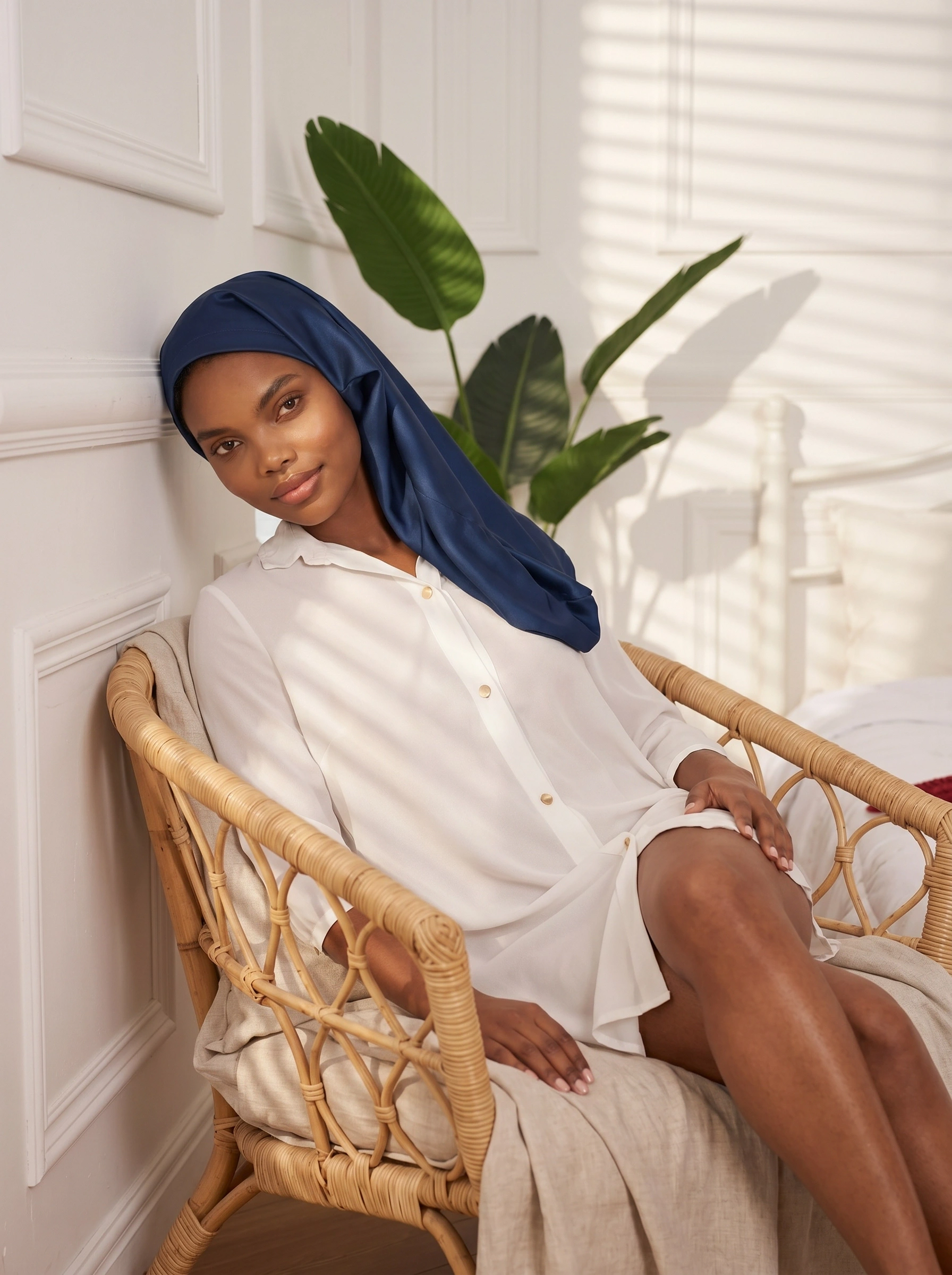 Long Half-Elastic Back Silk Bonnet - 'ForeFree'
