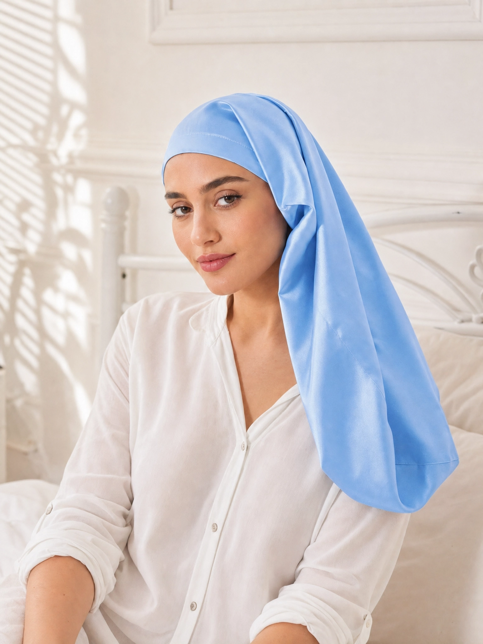 Long Half-Elastic Back Silk Bonnet - 'ForeFree'