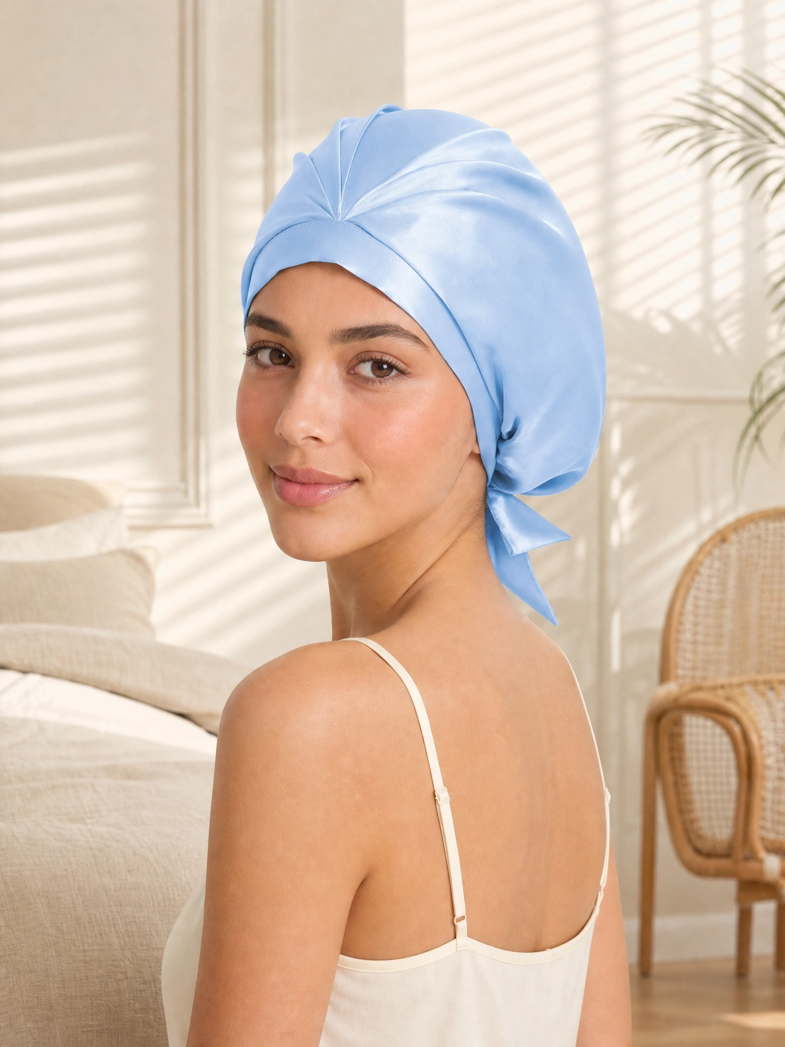 Muriersilk Tie-Back Silk Turban - KnotTie — size reference — premium mulberry silk