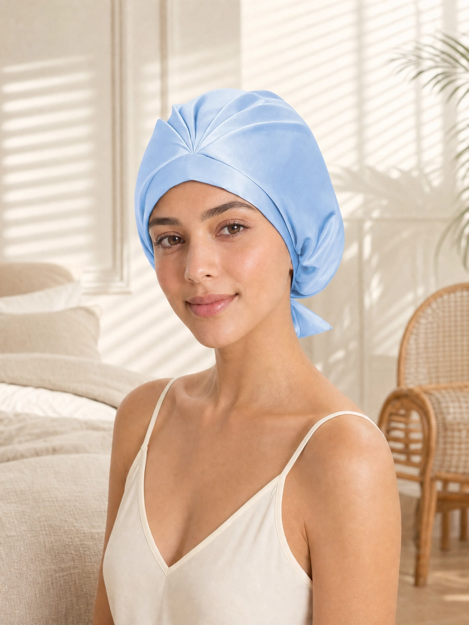 Muriersilk Tie-Back Silk Turban - KnotTie — stitching detail — premium mulberry silk