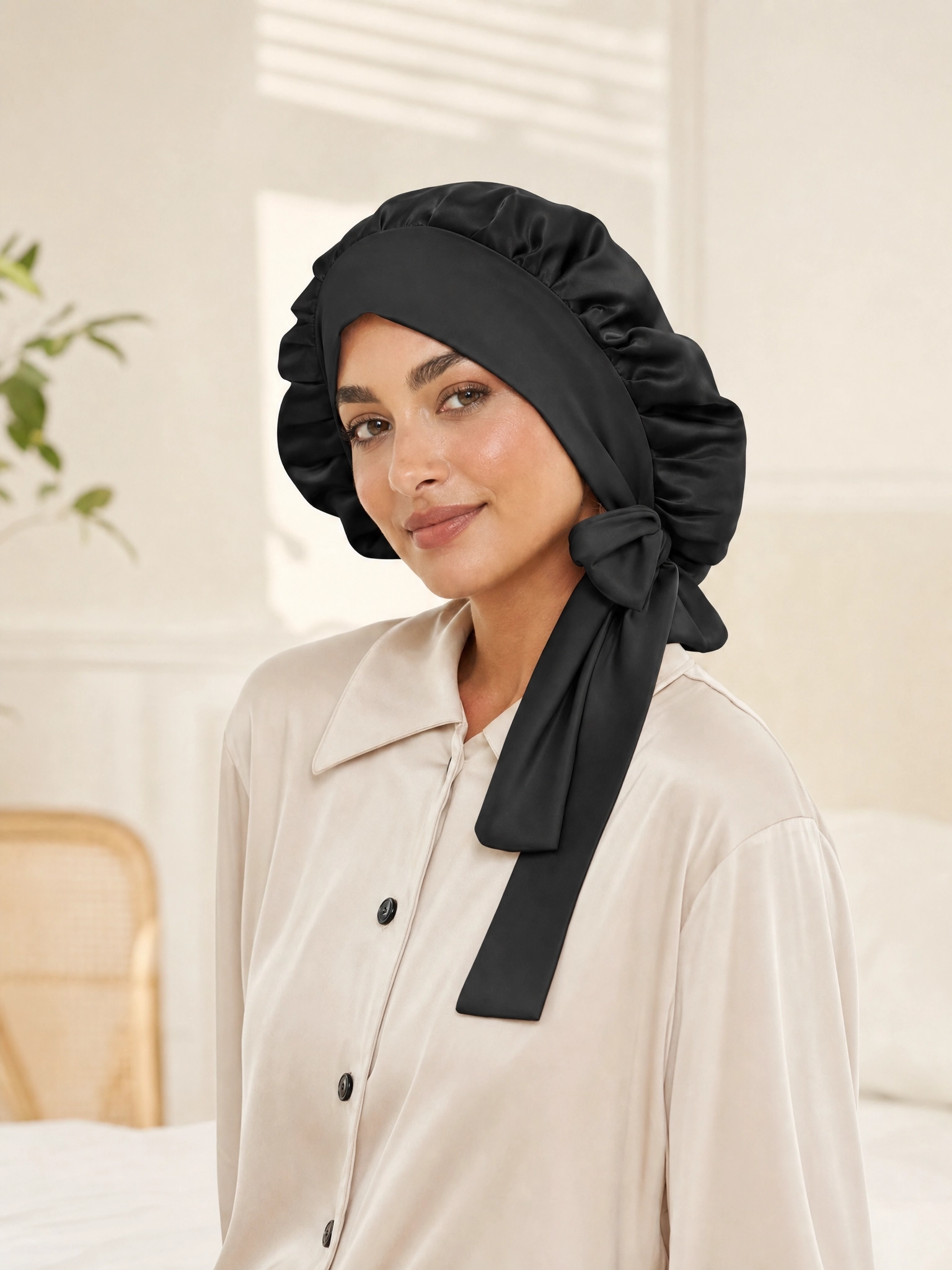 Long-Tie Silk Bonnet - 'BowTie'