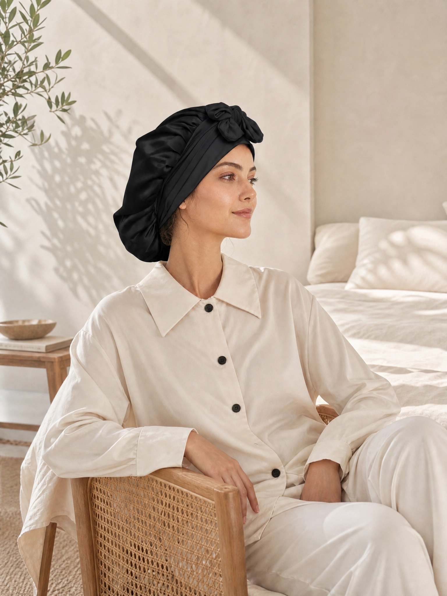 Long-Tie Silk Bonnet - 'BowTie'