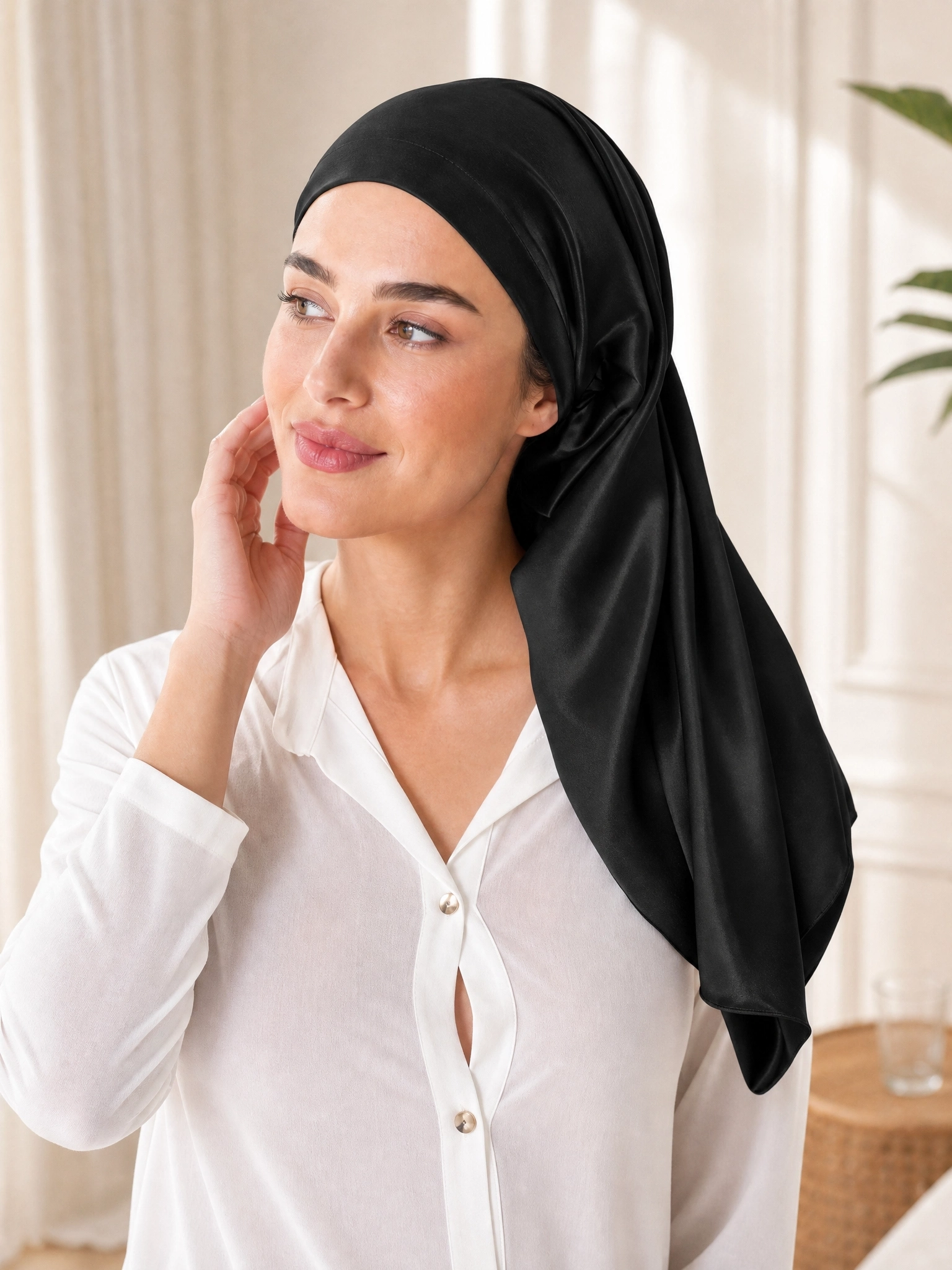Long Half-Elastic Back Silk Bonnet - 'ForeFree'