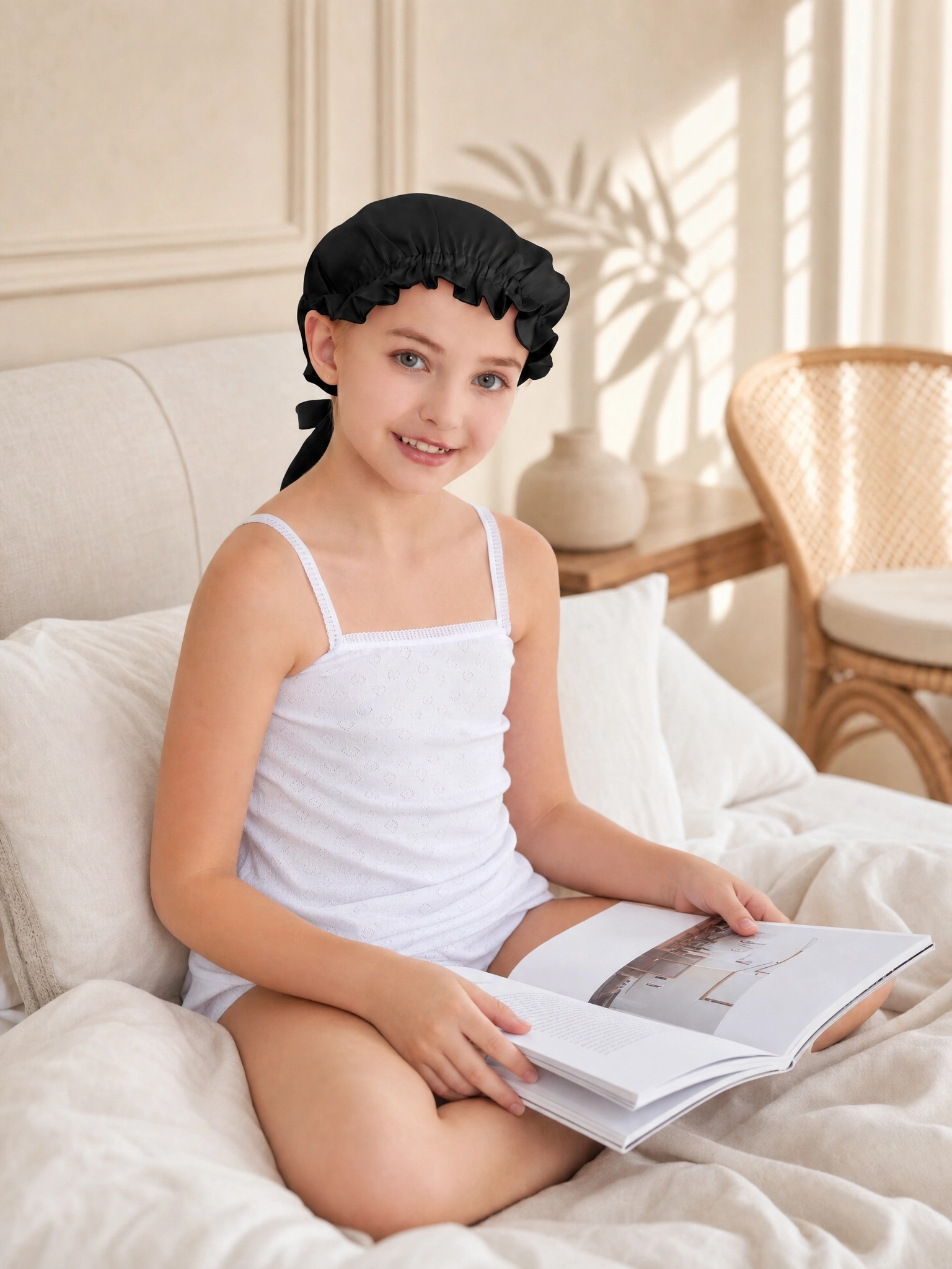 Reversible Floral-Print Silk Sleep Cap - 'KidDuo'
